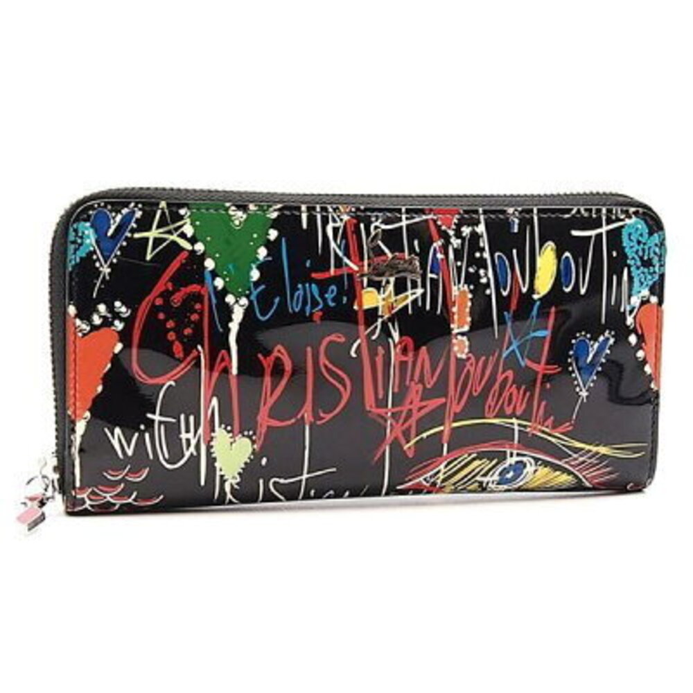 Christian Louboutin Panettone Zip Wallet Black Graphics Multicolor
